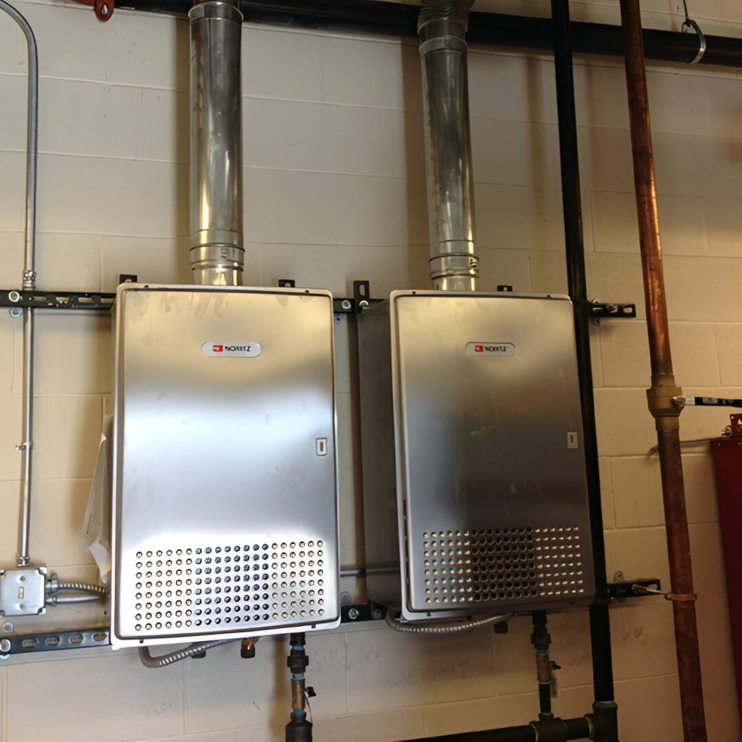 Dual commercial water heating units